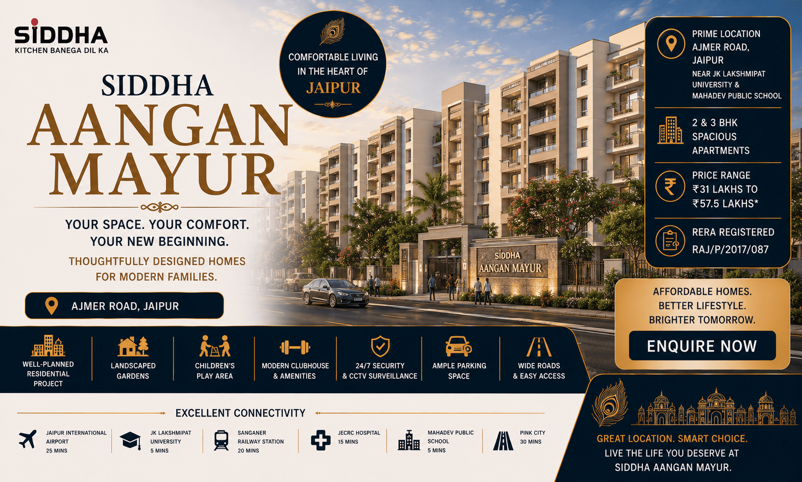 Siddha Aangan Mayur - 2 & 3 BHK Flats Ajmer Road Jaipur