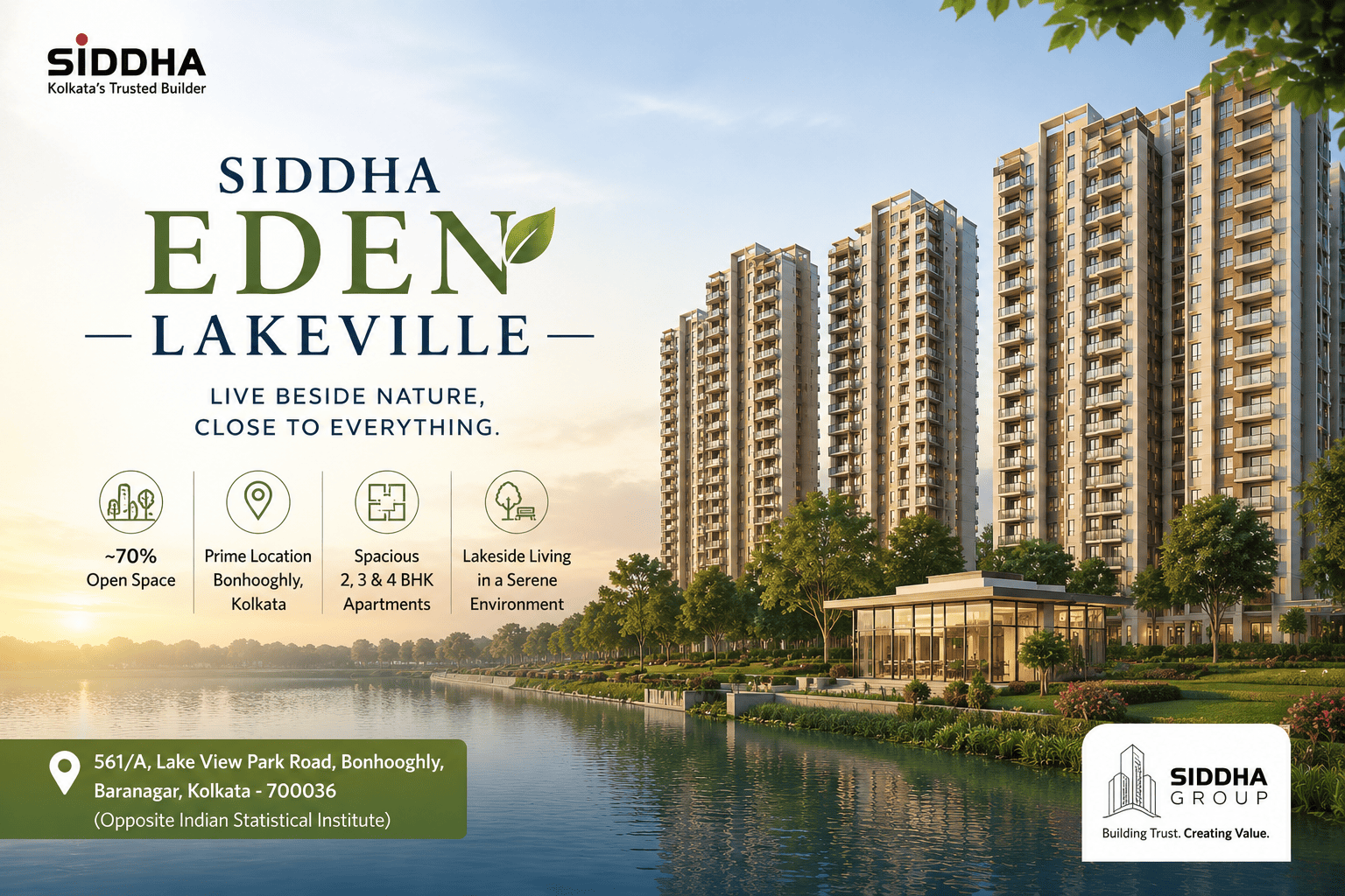Siddha Eden LakeVille - Luxury Apartments in BT Road, Kolkata