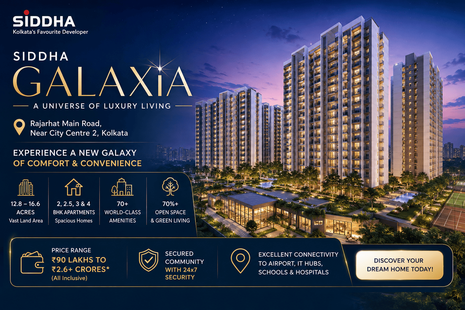 Siddha Galaxia - Luxury Apartments on Rajarhat Main Road, Kolkata